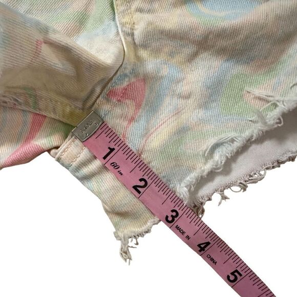 Zara ~ Womens High Rise Shorts ~ Marble Swirl Pastel 5 pocket Denim ~ size 4 - Picture 8 of 9